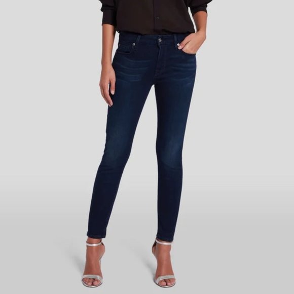 7 For All Mankind Women's 24 Mid Rise Skinny Jeans - Picture 1 of 7